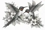 2 hummingbirds and Magnolia tree tattoo design idea