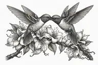 2 hummingbirds and Magnolia tree tattoo design idea