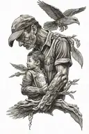 dad and son holding hands tattoo design idea