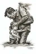 dad and son holding hands tattoo design idea