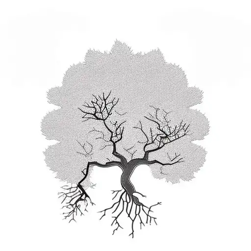 A minimalist tree tattoo with branches shaped like Shitzu dogs, symbolizing the strong roots your pet has in your heart even after passing away tattoo design idea