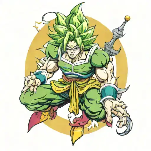 broly dragon ball morphing tattoo design idea
