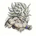 broly dragon ball morphing tattoo design idea