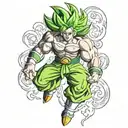 broly dragon ball morphing tattoo design idea