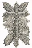 rugged cross with yahweh in hebrew on rear tricep tattoo design idea