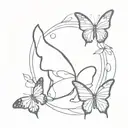 m c cats butterfly  tattoo design idea