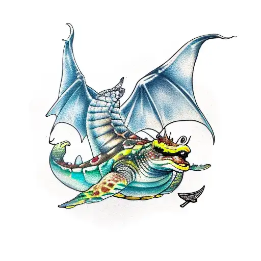 dragon penguin sea turtle butterfly fly dolphin  tattoo design idea
