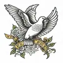 a dove above the word free bird tattoo design idea
