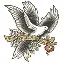 a dove above the word free bird tattoo design idea