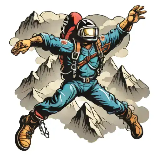 skydiver in Colorado mountains tattoo design idea
