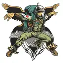 skydiver in Colorado mountains tattoo design idea