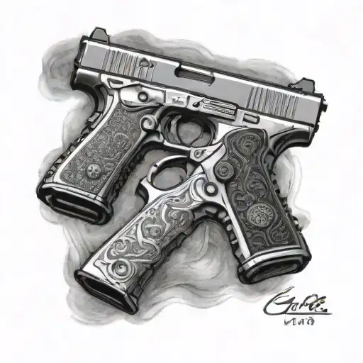 two glocks with gary lee rogers in the middle of them  tattoo design idea