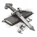 Bible and sword tattoo design idea