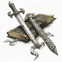 Bible and sword tattoo design idea