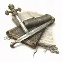 Bible and sword tattoo design idea