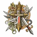 Bible and sword tattoo design idea