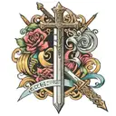 Bible and sword tattoo design idea
