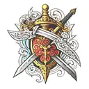 Bible and sword tattoo design idea