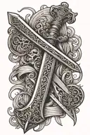 Bible and sword tattoo design idea