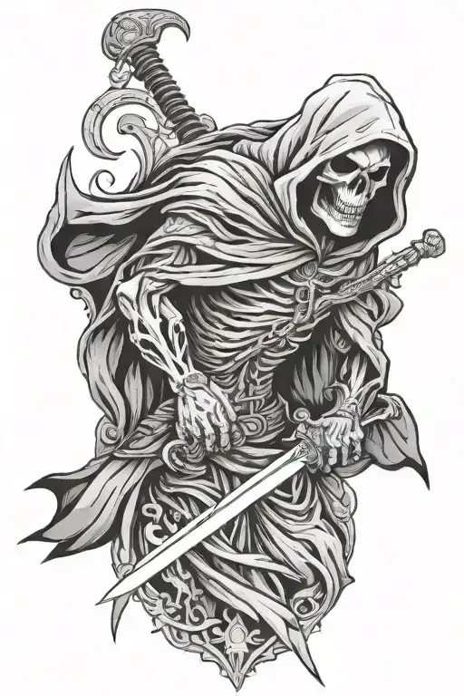 grim reaper with sword tattoo design idea