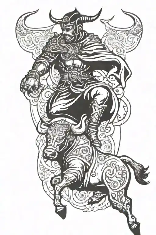 a bull and a matador dueling tattoo design idea