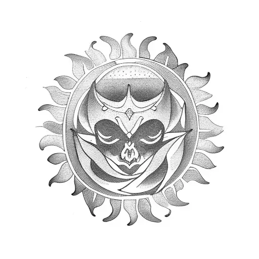 tarot card of sun tattoo design idea