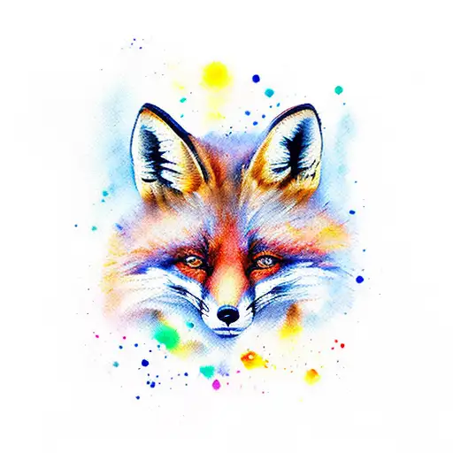 fox watercolor body tattoo design idea