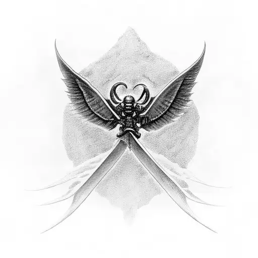 Deathmoth over lord of the ring's sword tattoo design idea