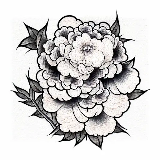 black mamba and hydrangeas and peonies tattoo design idea