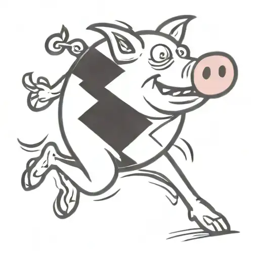flash pig running tattoo design idea