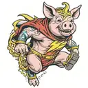 pig dressed as flash running tattoo design idea