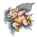 pig dressed as flash running tattoo design idea