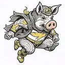pig dressed as flash running tattoo design idea