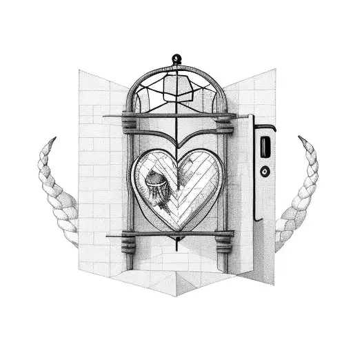 Prison Bars in front of a heart tattoo design idea