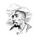 2pac on top of on a cloud in which says if you can make it through the night, there's a brighter day tattoo design idea