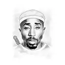 2pac on top of on a cloud in which says if you can make it through the night, there's a brighter day tattoo design idea