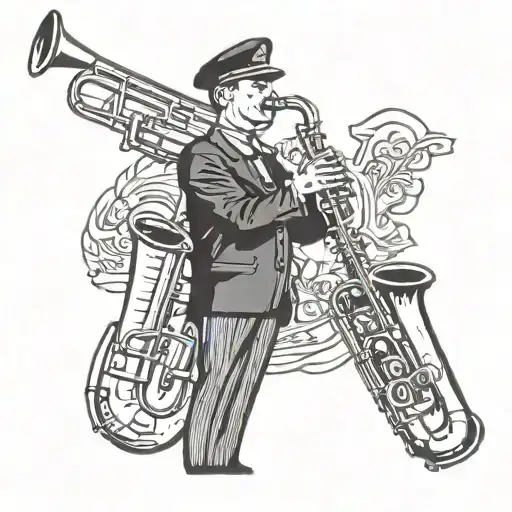 trombone and saxophone    tattoo design idea