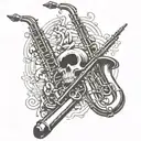 trombone and saxophone    tattoo design idea