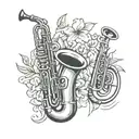 trombone and saxophone    tattoo design idea