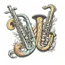 trombone and saxophone    tattoo design idea