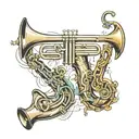 trombone and saxophone    tattoo design idea