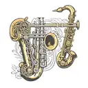 trombone and saxophone    tattoo design idea