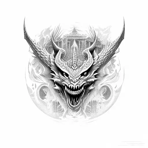 Chinese Dragon TattooBlack and White Traditional Japanese Dragon Stock  Vector  Illustration of himmapan infinity 120833471