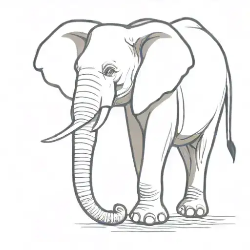 A minimalist tattoo design of an elephant with a semicolon incorporated into its trunk, symbolizing the strength and resilience in mental health recovery tattoo design idea