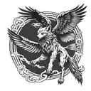 wolf and eagle flying tattoo design idea