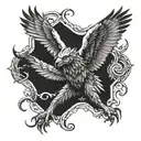 wolf and eagle flying tattoo design idea
