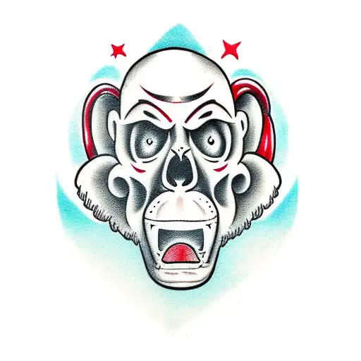 shredded monkey boxer tattoo design idea