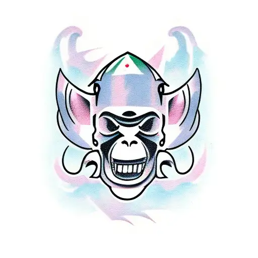 shredded monkey boxer tattoo design idea