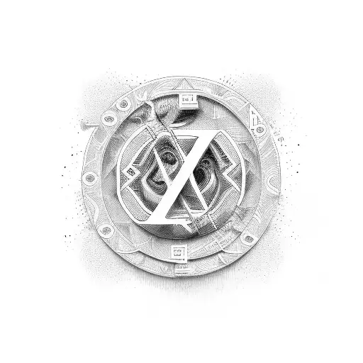 alphabets V , R and C colliding into love  tattoo design idea