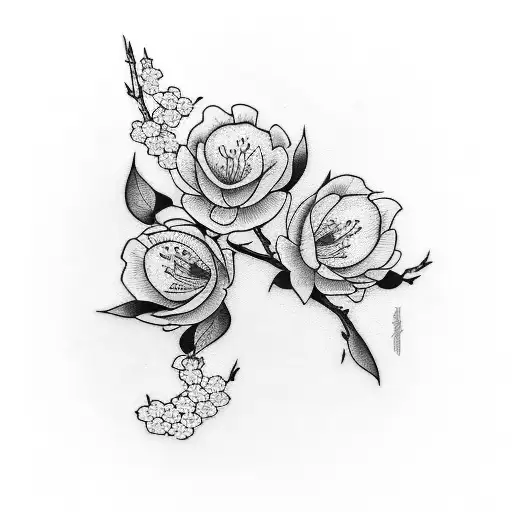 Cherry Blossom with "death before dishonor" tattoo design idea